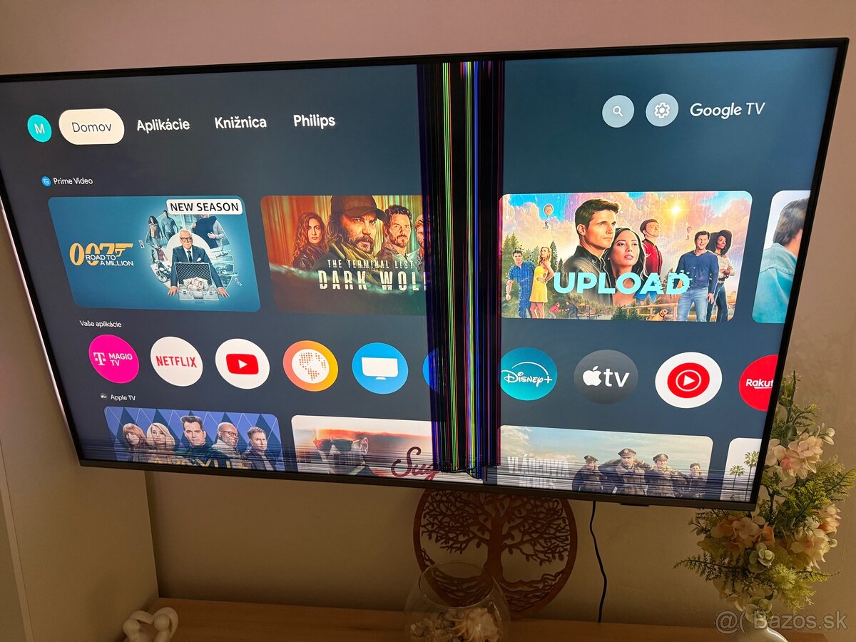 Philips ambilight “55“ puknutá obrazovka, tv na súčiastky