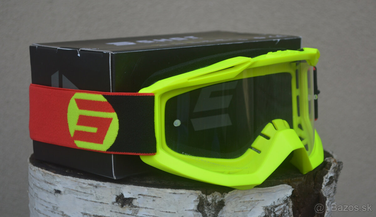 shot okuliare červeno žlté fluo s čírim sklom