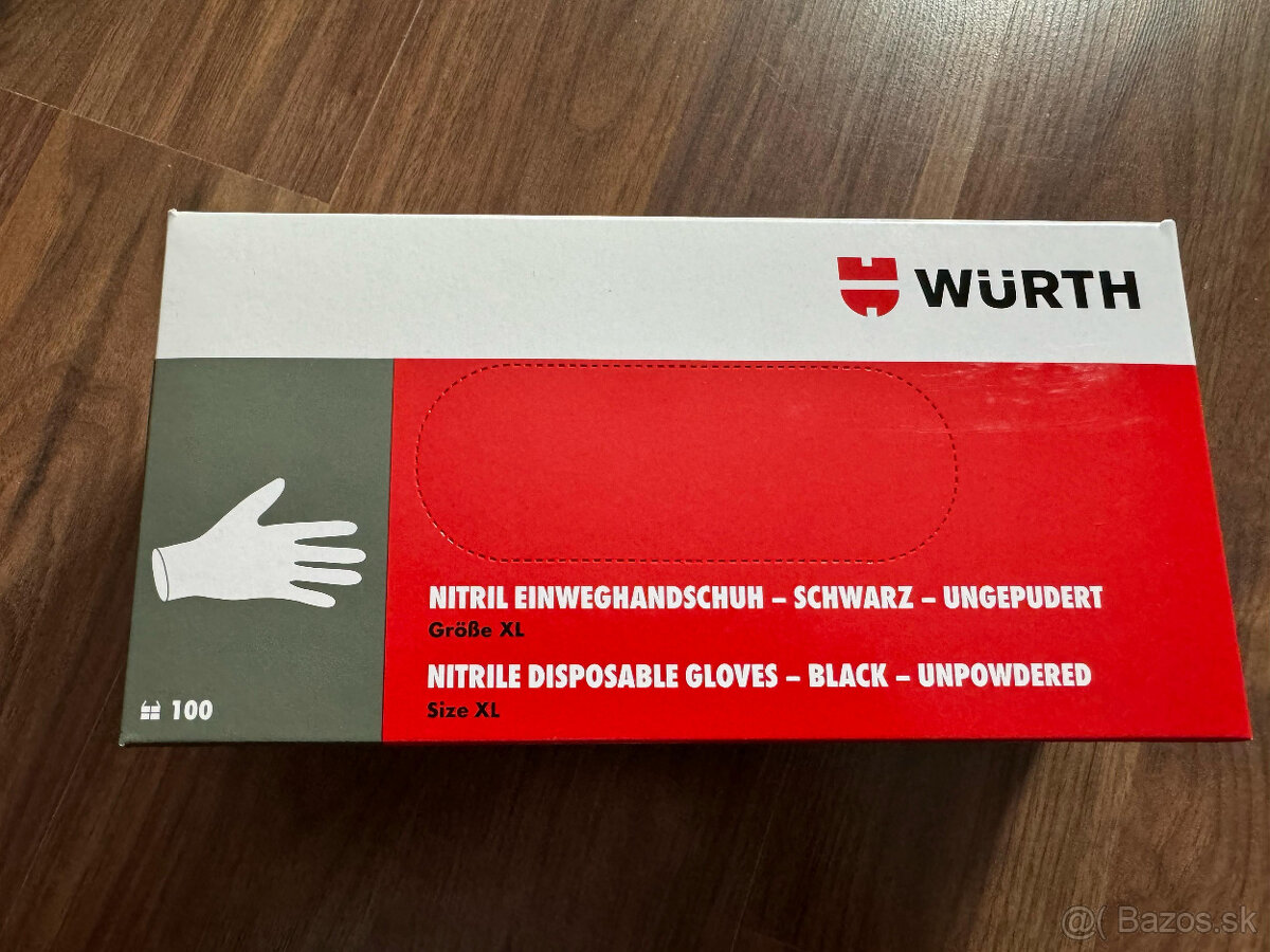 Nitrilové rukavice Würth bezpudrové čierne veľkosť XL 100 ku