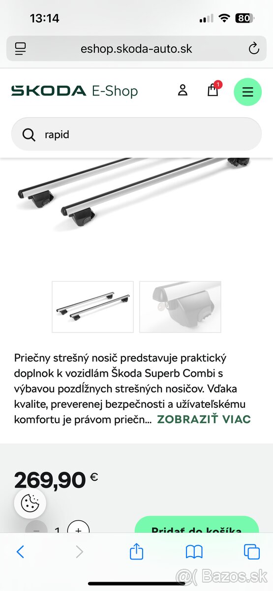 Priečne strešné nosiče Superb 3 combi