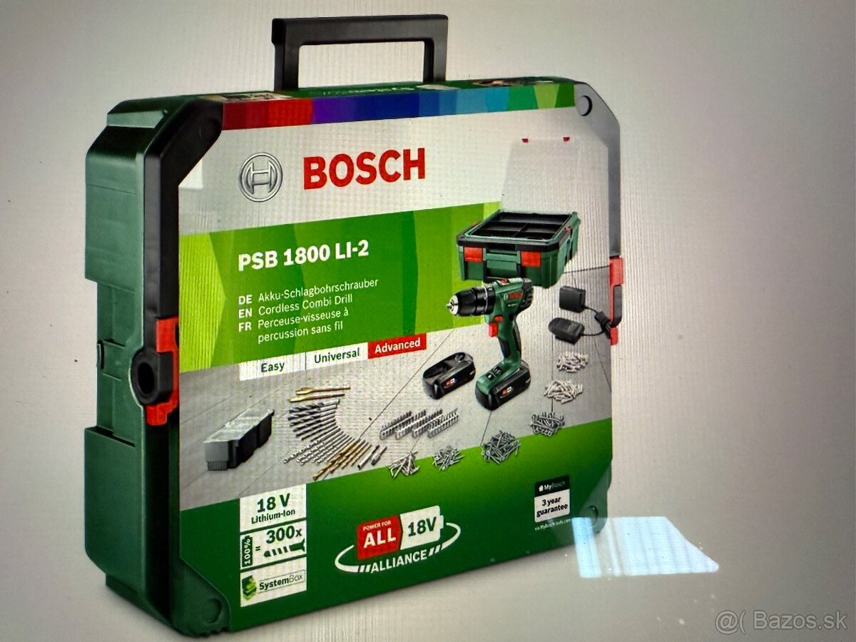 Predam aku vrtačku BOSCH PSB 1800 LI - 2+SET s bateriou