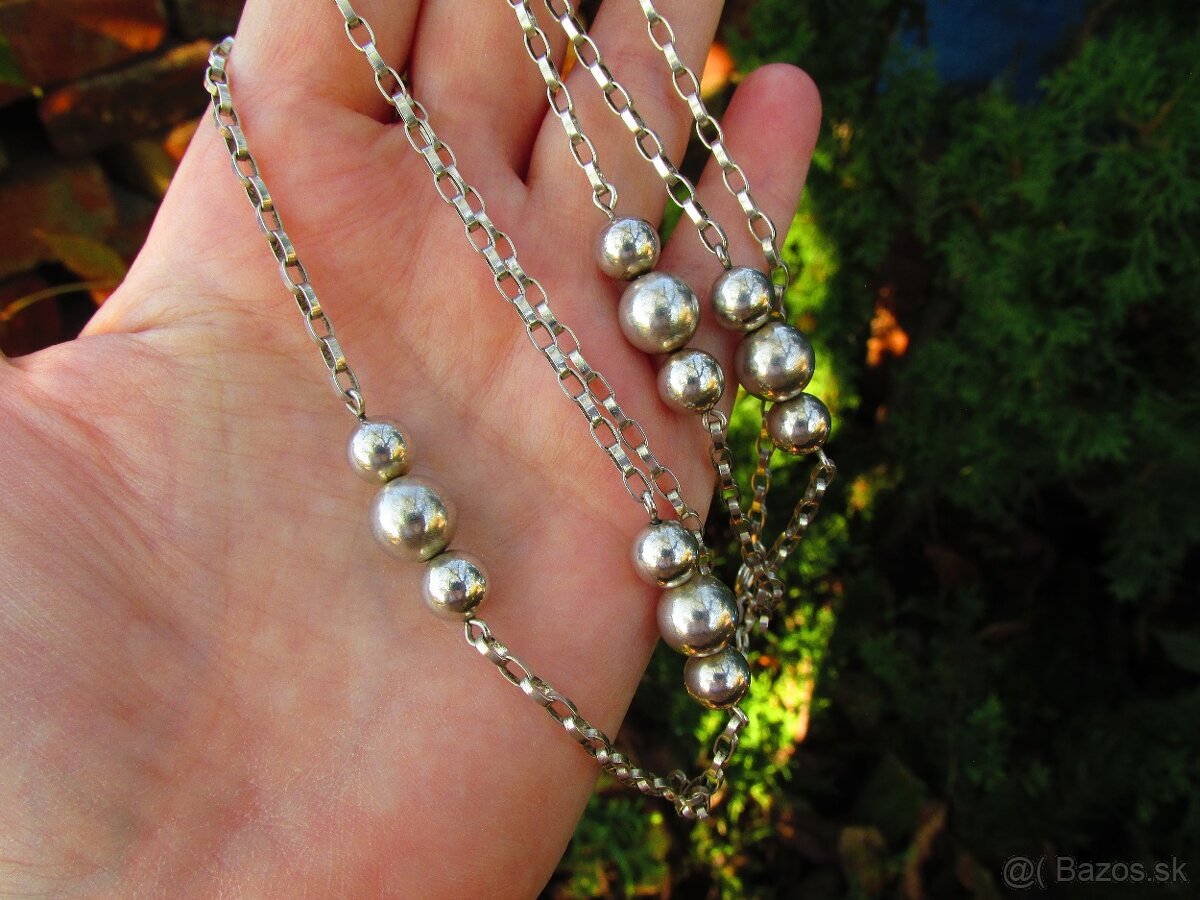 Starý dlhý strieborný náhrdelník, Ag 835