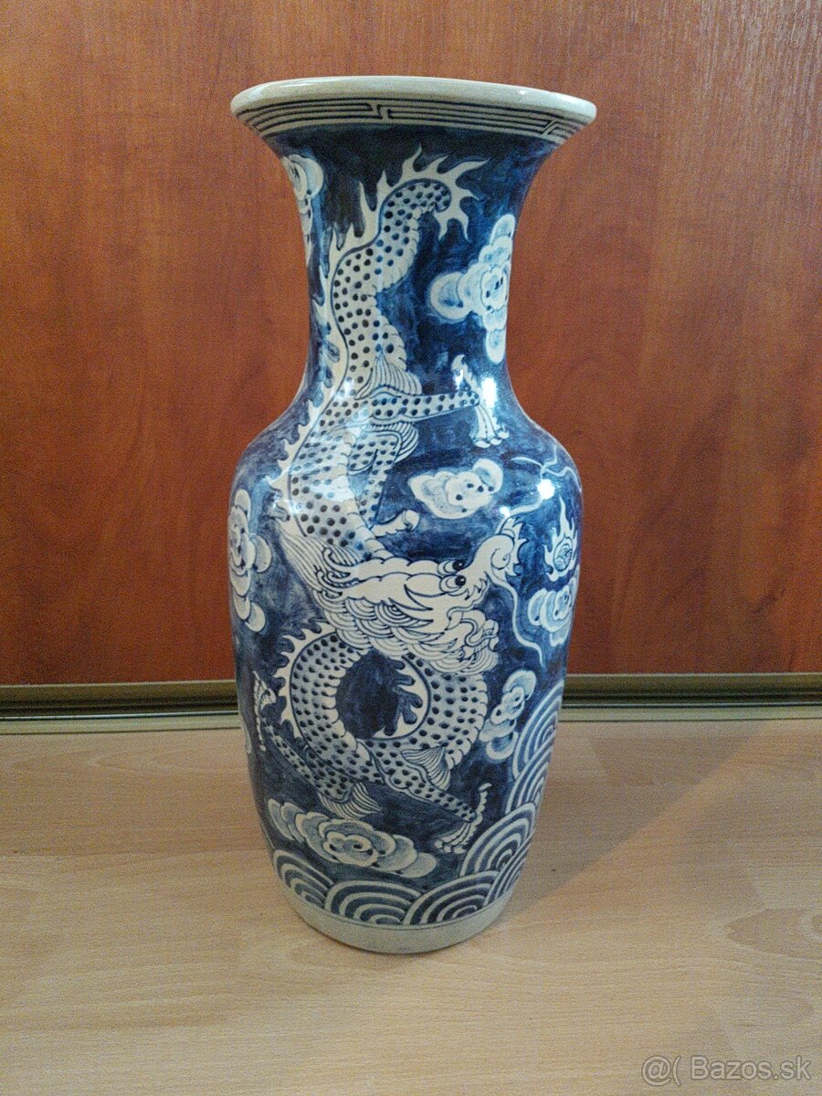 Ázijská váza s motívom draka, výška 43 cm