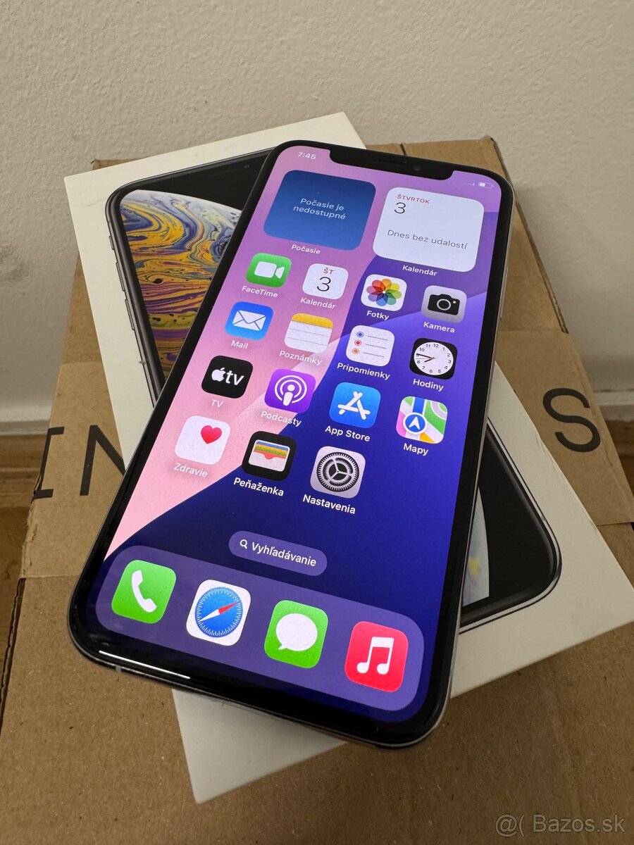 iPhone XS – 64 GB, Strieborný
