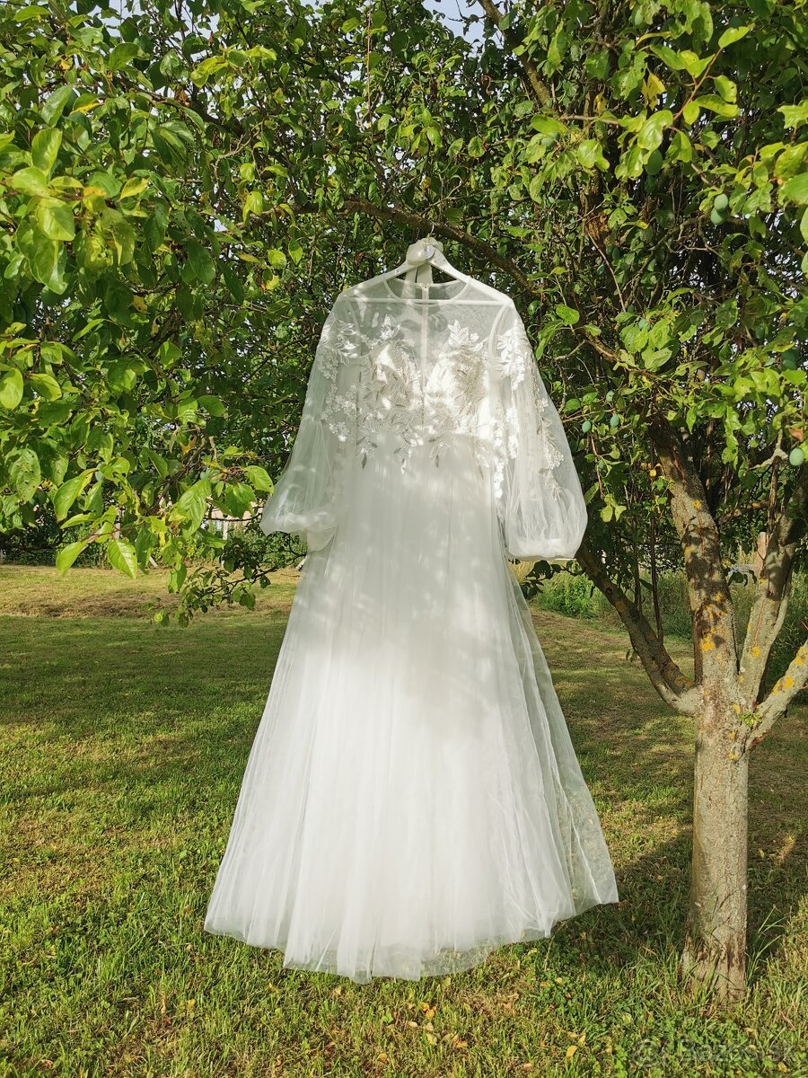 Svadobne saty - ASOS boho, nove - puff rukavy , M