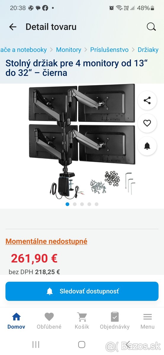 Stolny drziak na 4 monitory