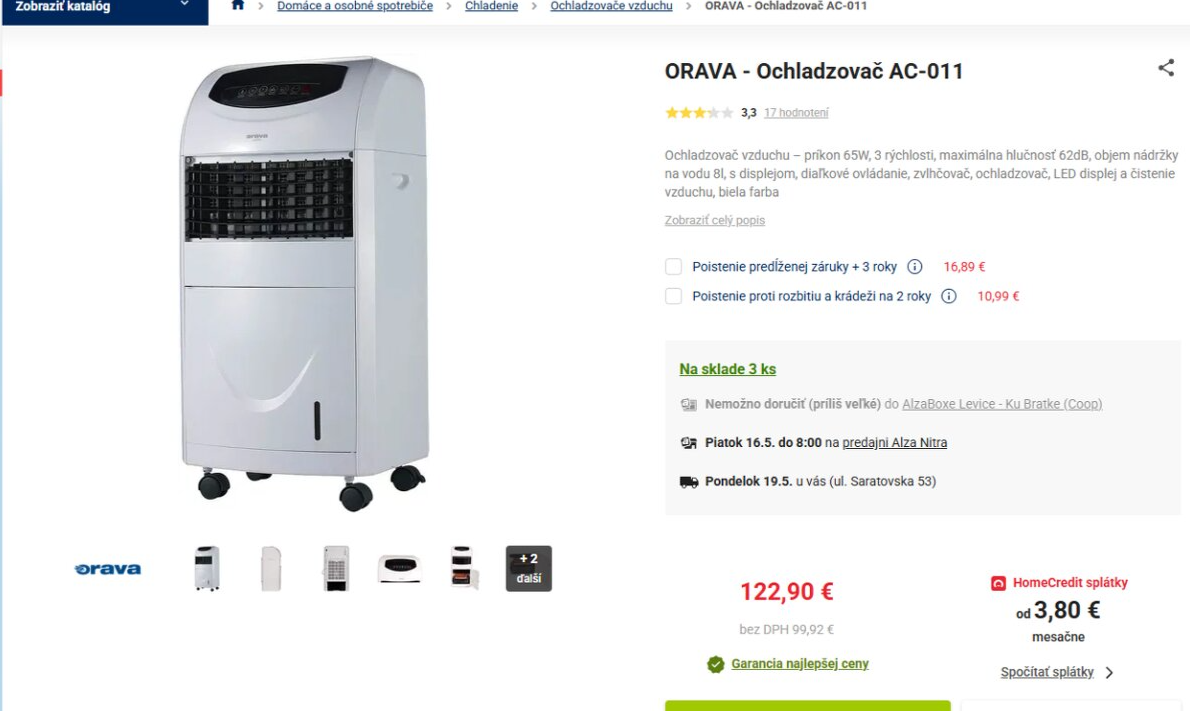 Ventilator / ochladzovac vzduchu Orava