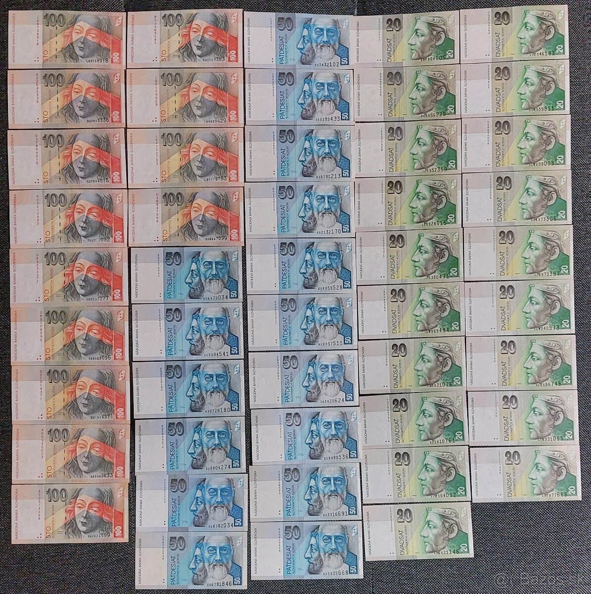 SLOVENSKÉ BANKOVKY ROK 1993 - 2007 - KONVOLUT 48 KUSOV