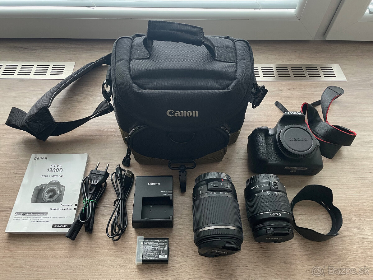 📸 Canon EOS 1300D + 2 objektívy | komplet príslušenstvo