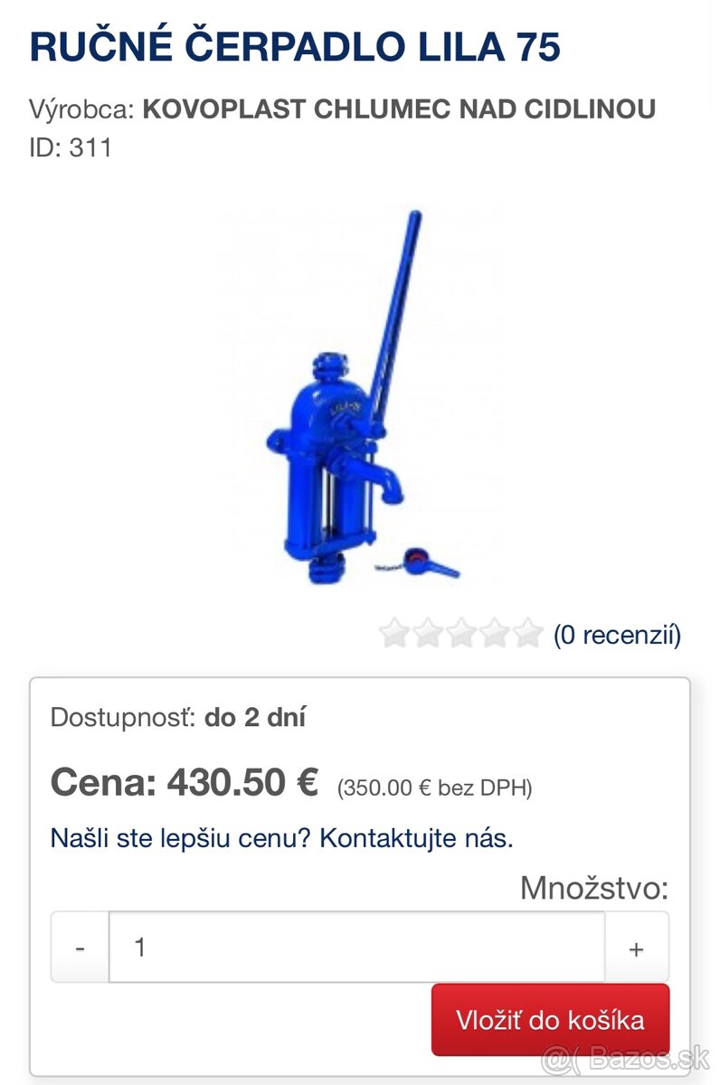 Dvojcylindrova - dvojpiestova pumpa na vodu LILA 75