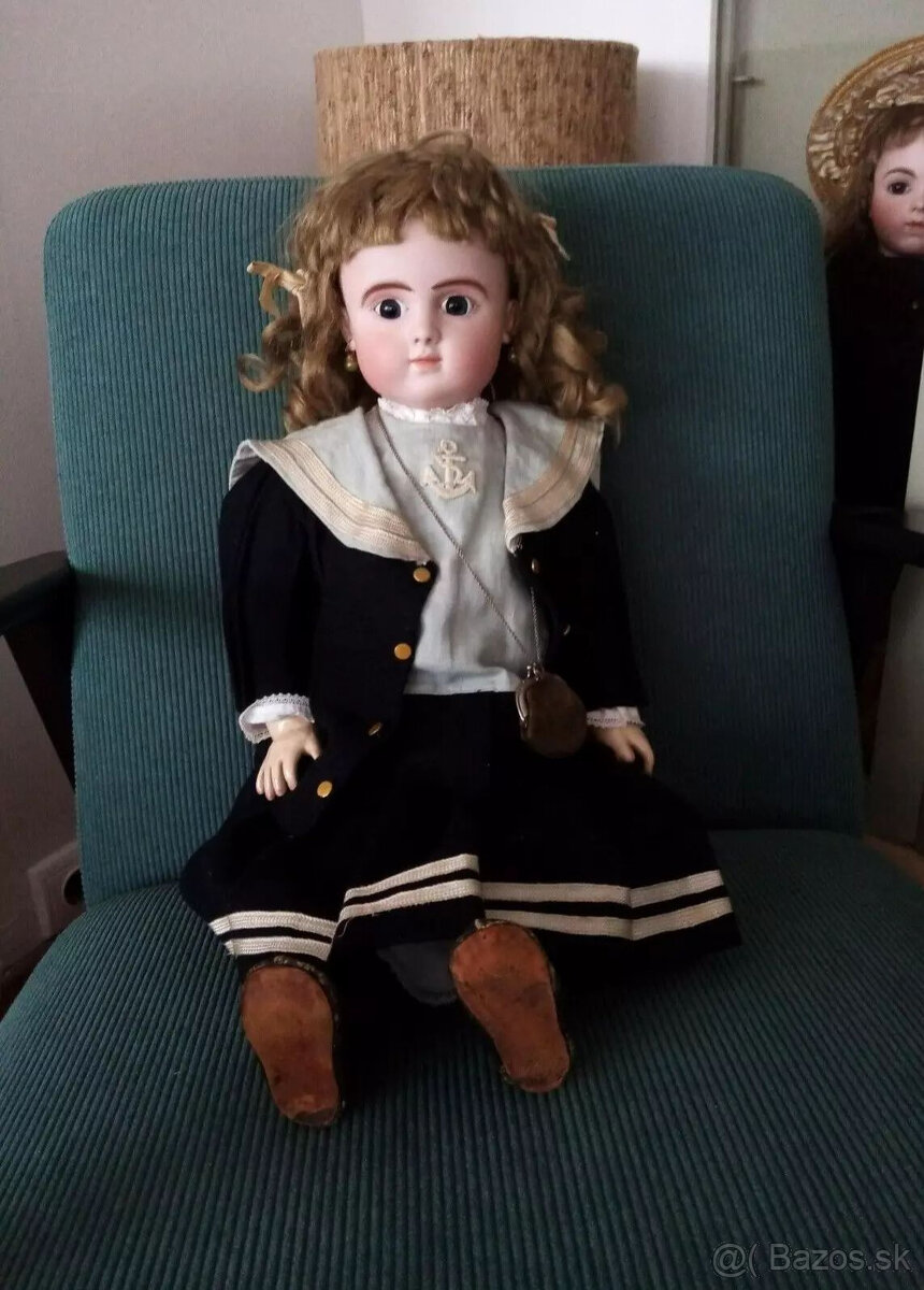 Vzácna stará francúzska bábika Baby Steiner so zatvorenými ú