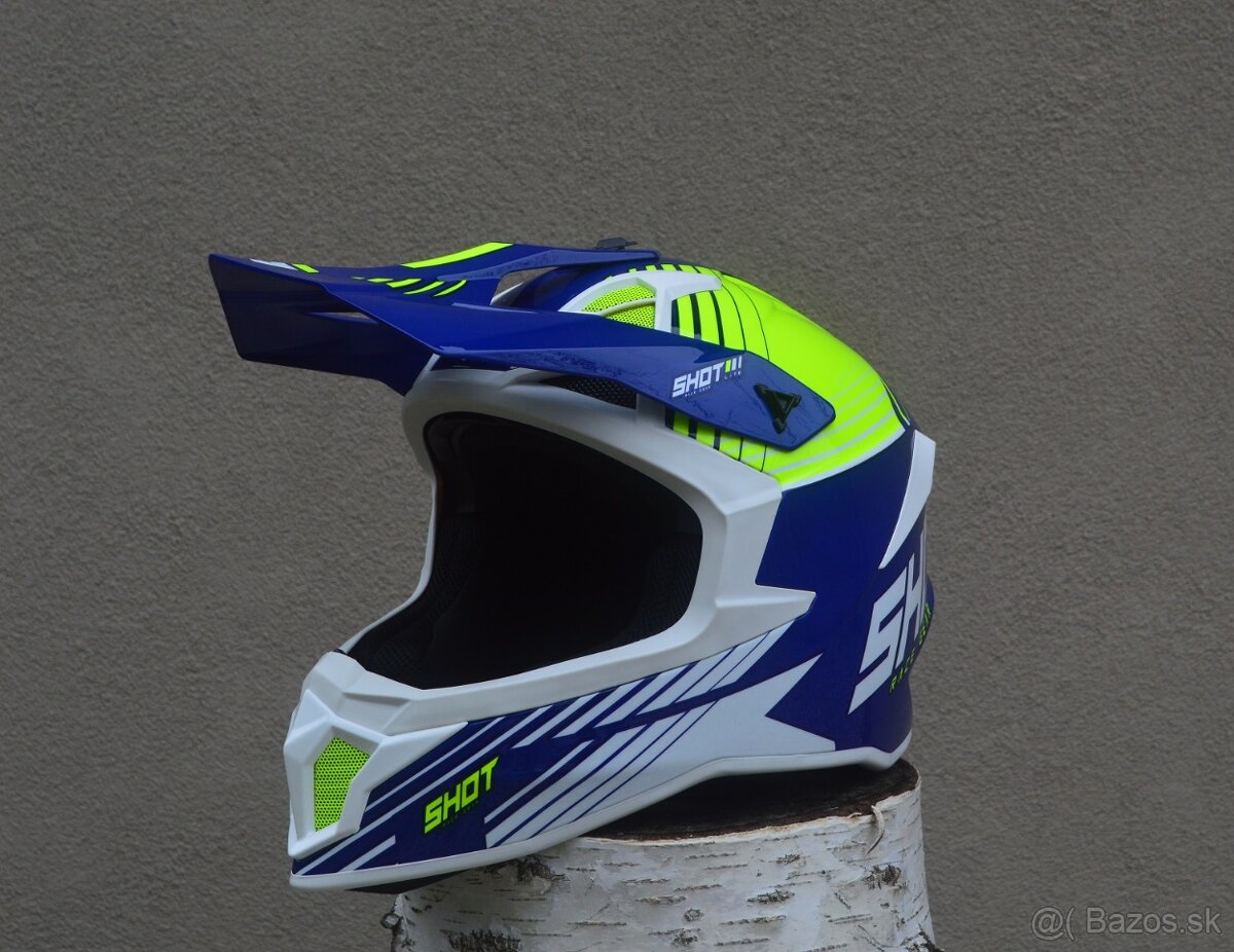 SHOT CARBON Kevlar prilba helma okuliare modro žltá