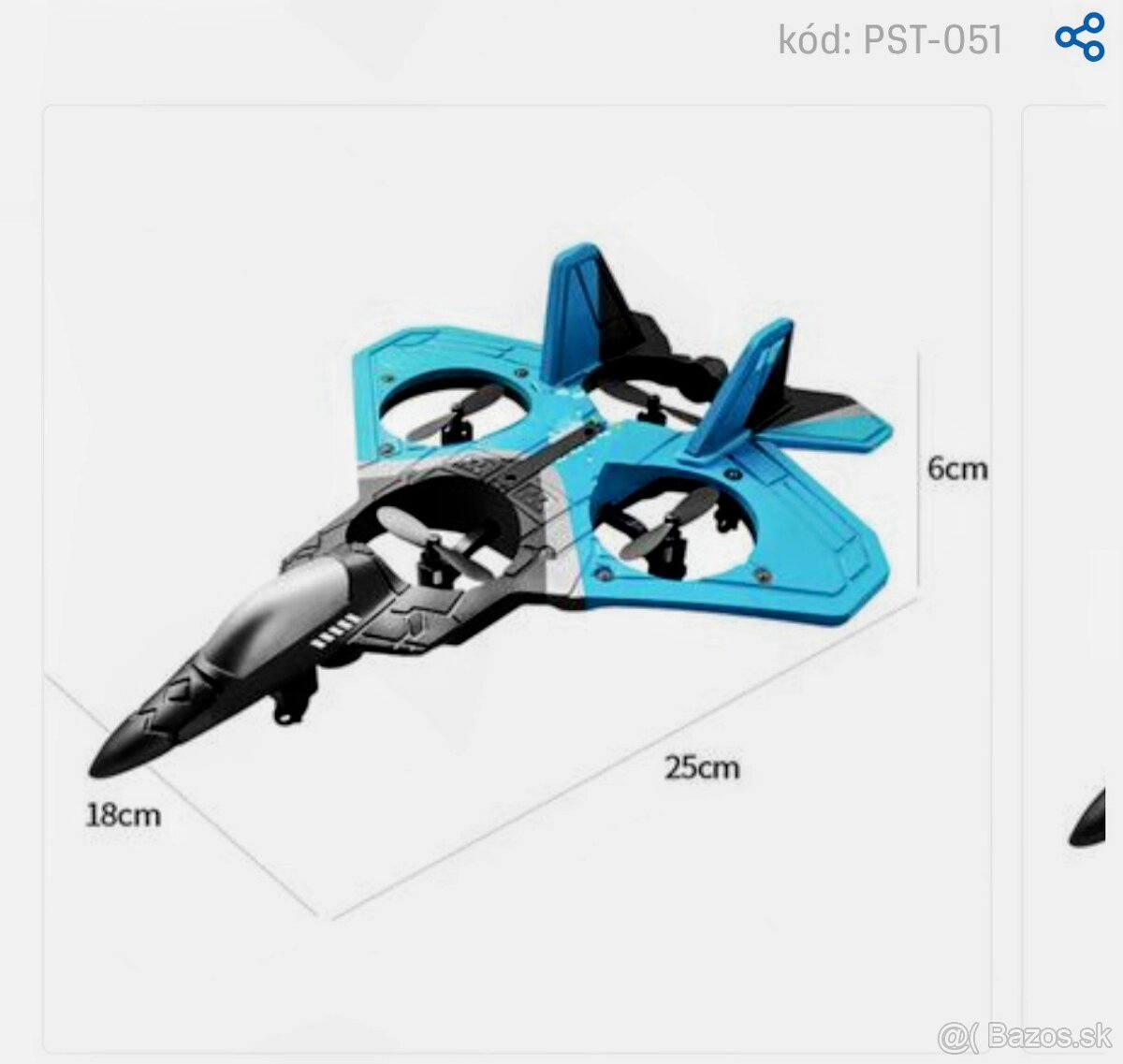 RC penové lietadlo kvadrokoptéra s LED diódou, diaľkové