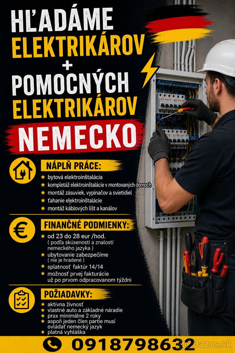 Hľadáme elektrikárov Nemecko