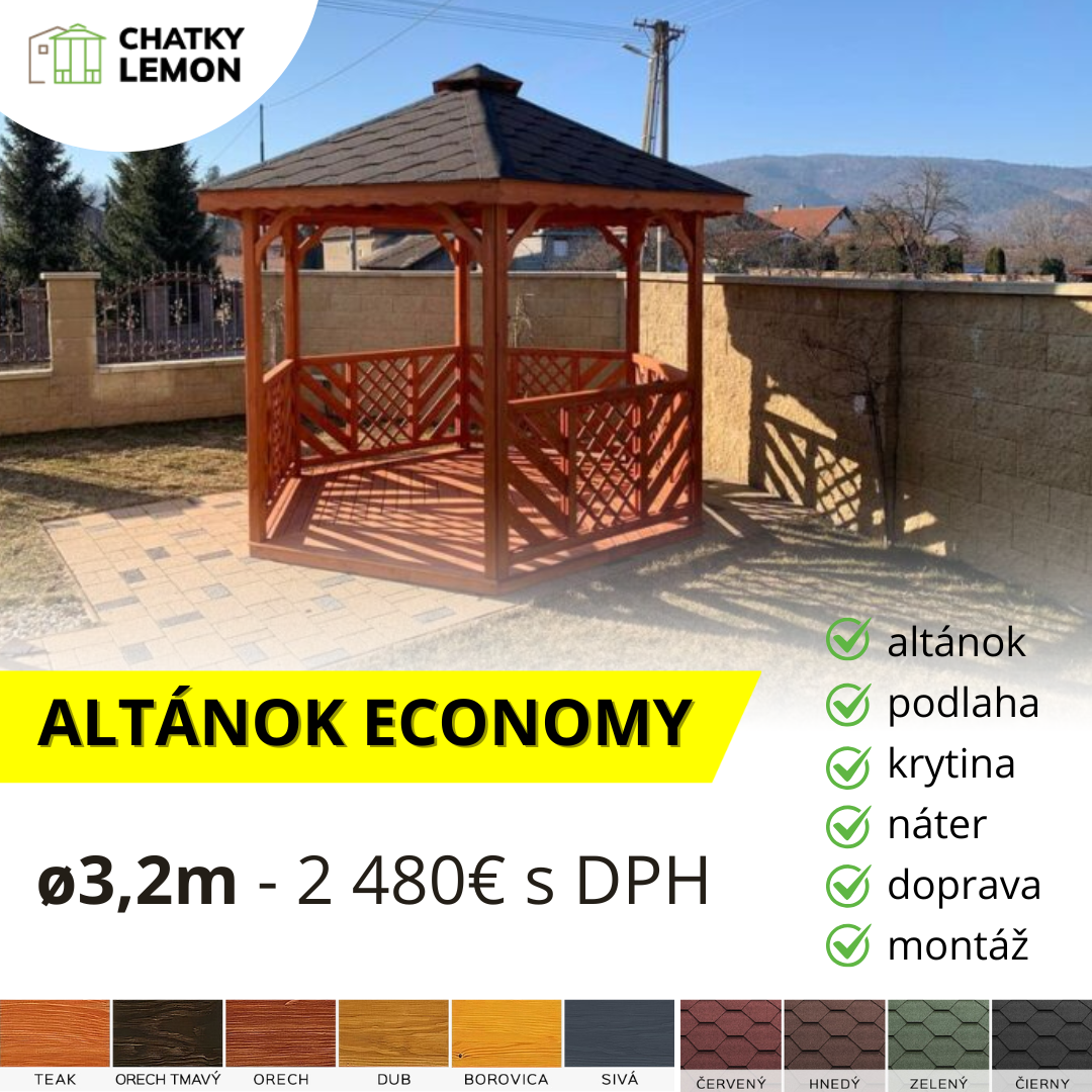 Kvalitný záhradný altánok na komplet od 2480€