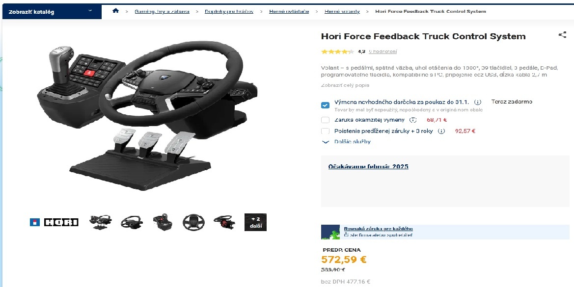 Volant Hori Force FeedbackTruck Control