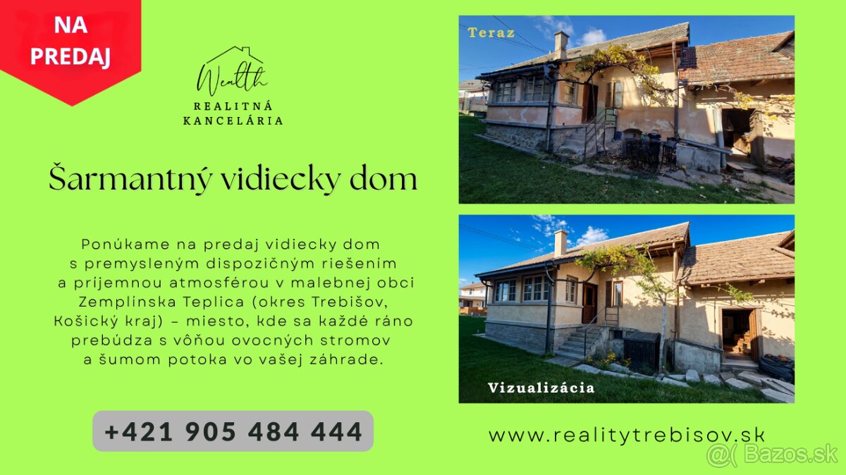 Šarmantný vidiecky dom Zemplínskej Teplici