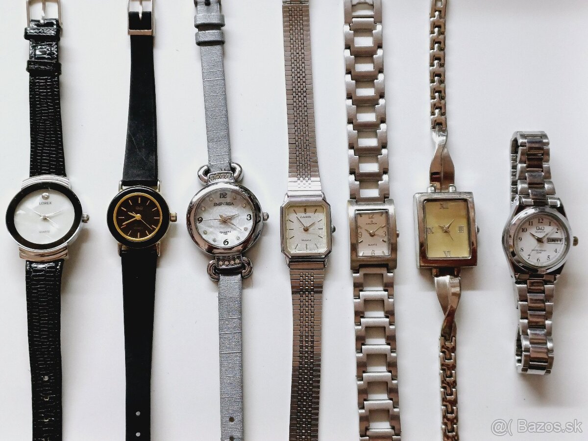 7 ks dámske hodinky, vložene nove baterie a su dobre funkčne