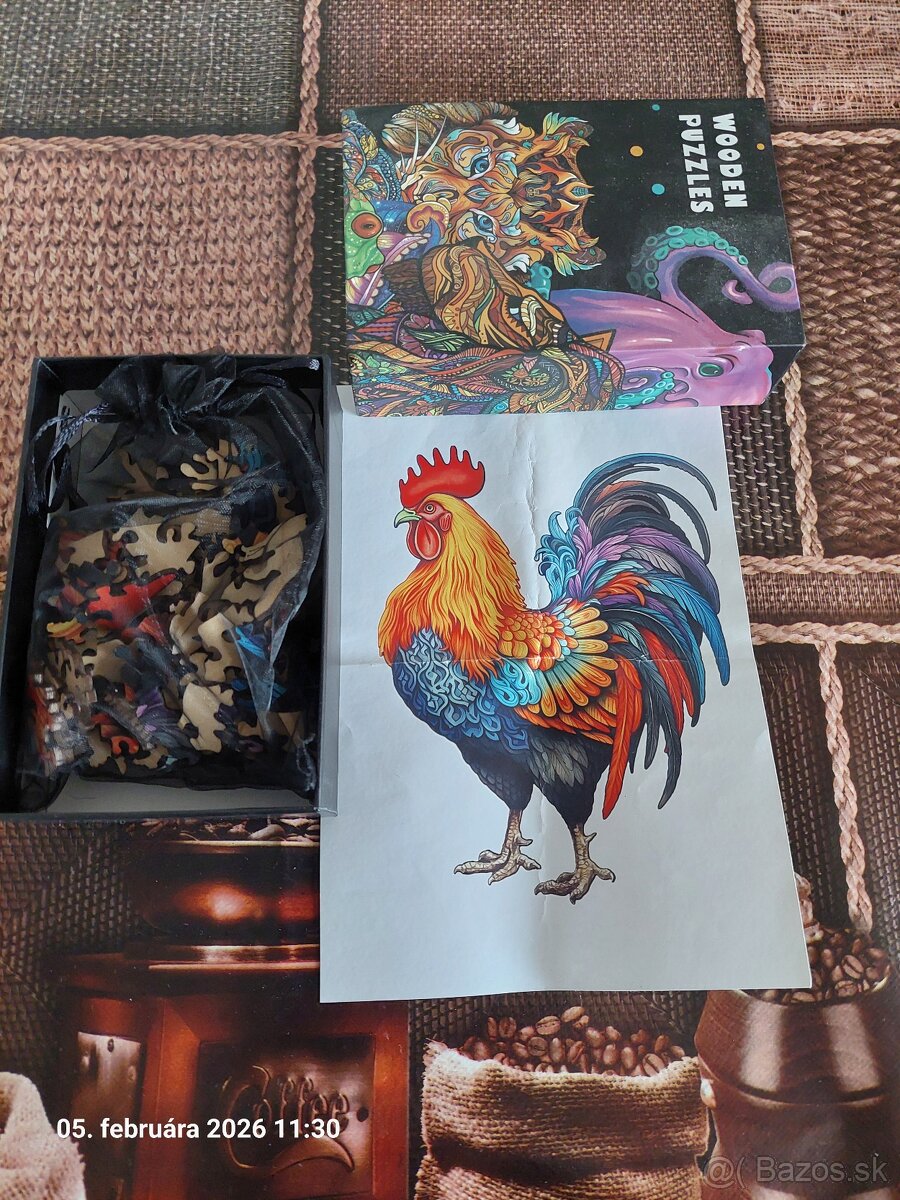 Drevené puzzle kohút