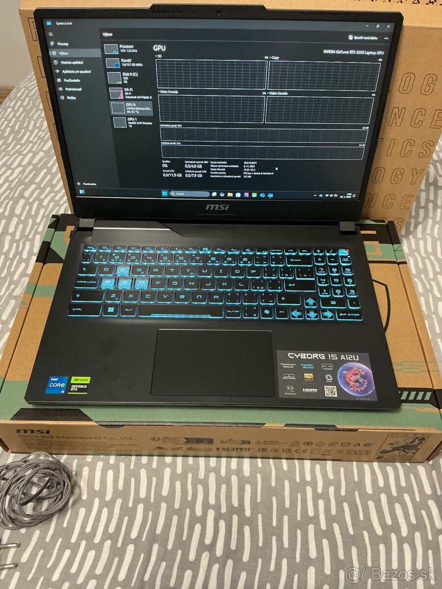 Predám nový notebook – MSI Cyborg 15 A12UC-1444CZ