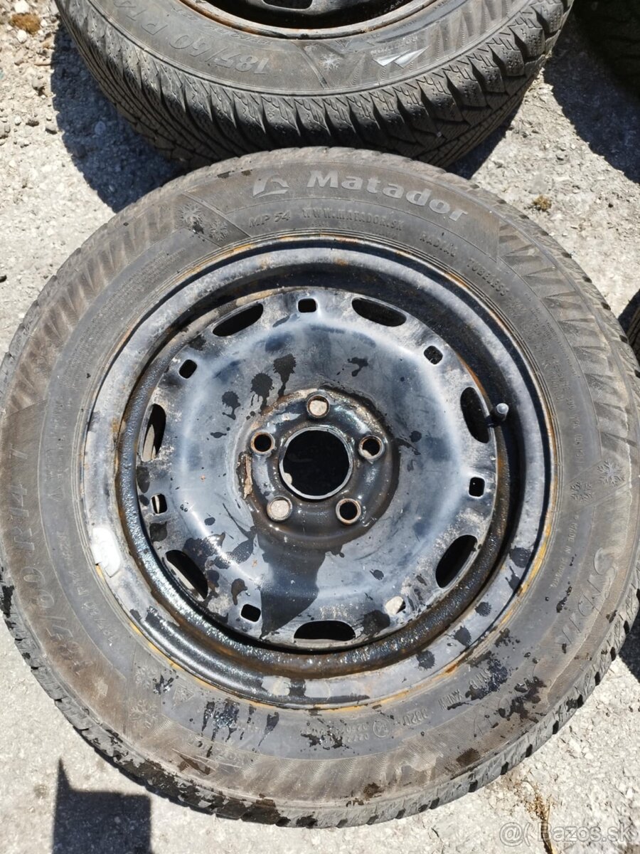 Predam zimné kolesá 5x100, R14 s pneu185/60 R14 2020