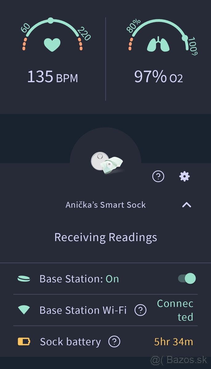 Monitor dychu - owlet ponožka