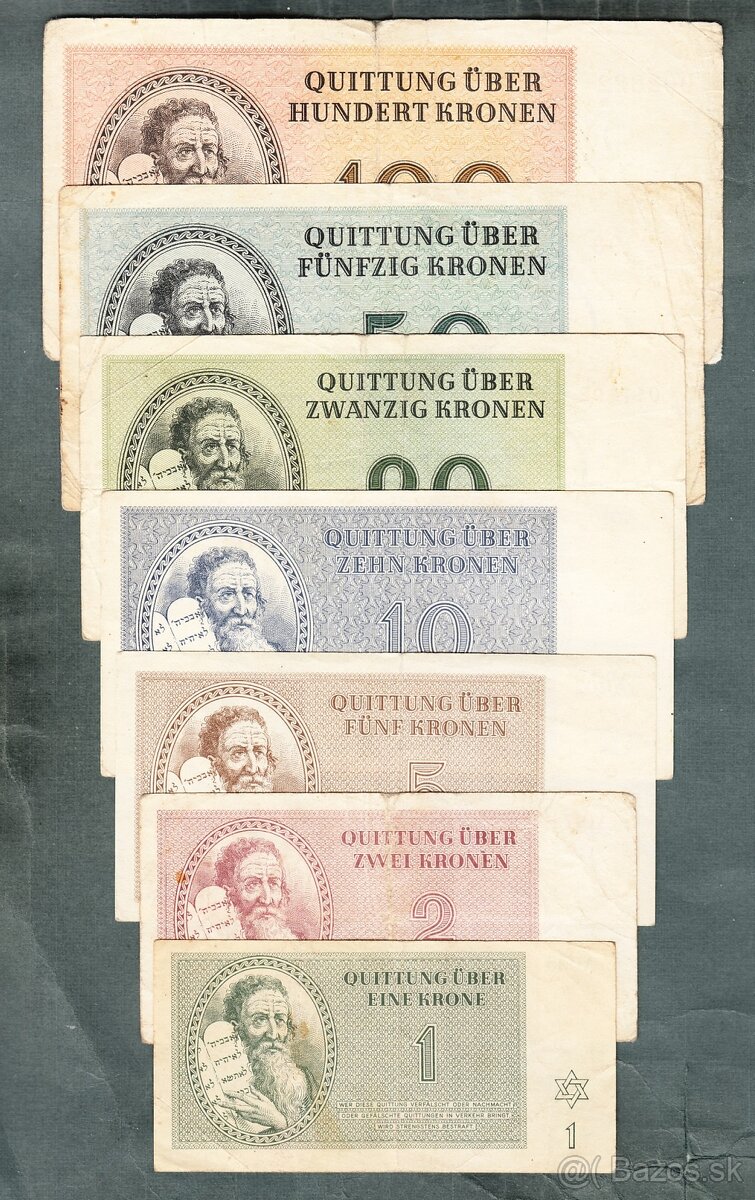 taré bankovky KOMPLET SESTAVA židovského ghetta TEREZÍN