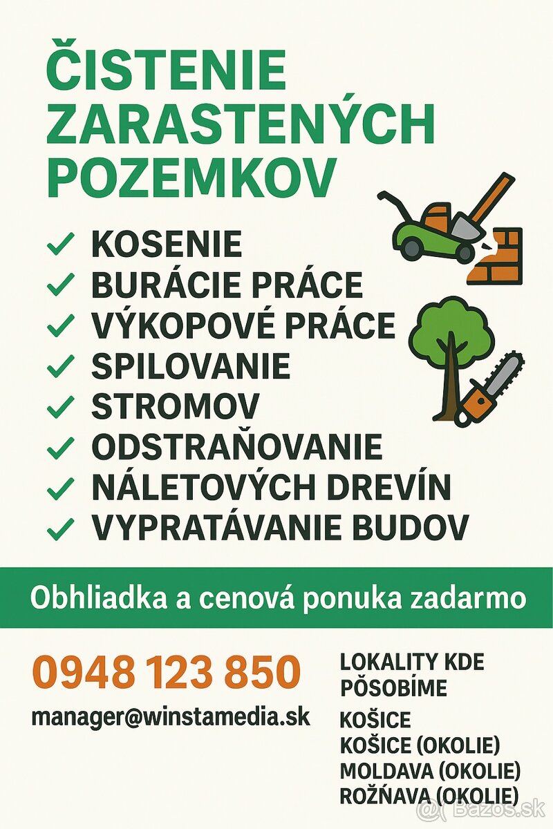 Kosenie, výruby, výkopové a búracie práce KE/KS/RV