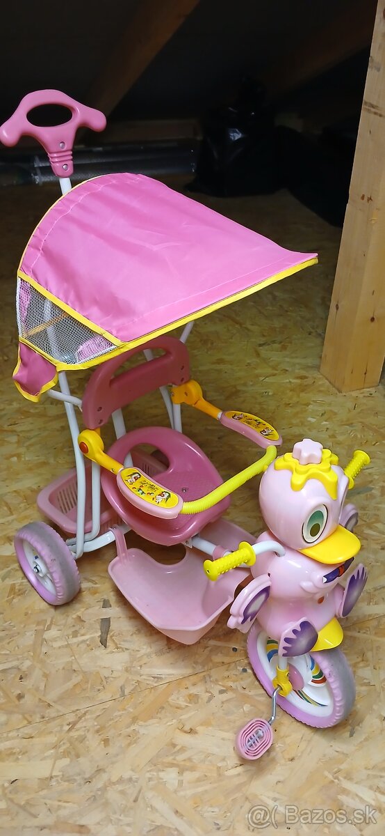 Detský bicykel 3 Kolesový Veselá kačica Ružový