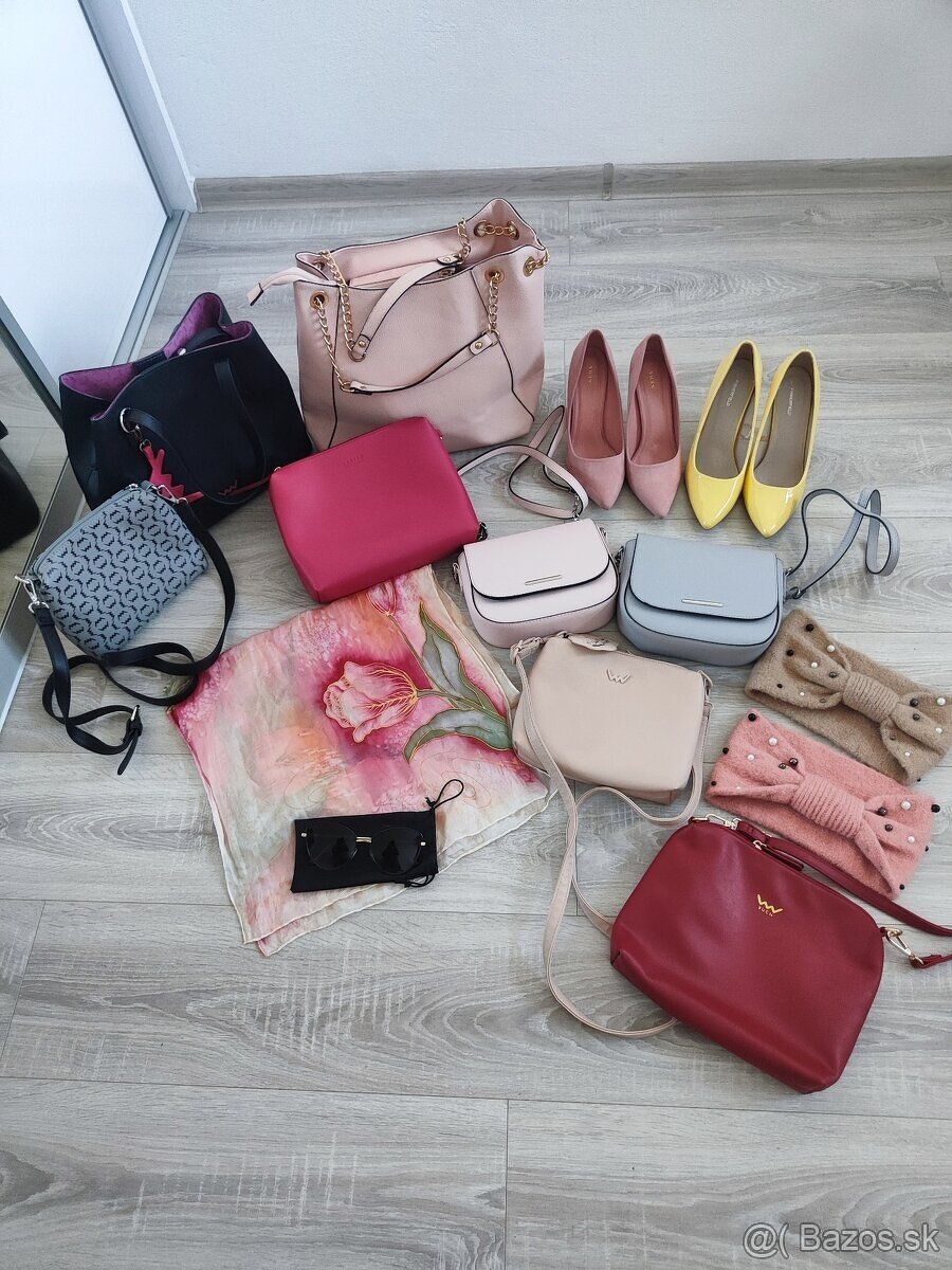 kabelky, lodičky, slnečné okuliare, čelenky, pončo, šatka