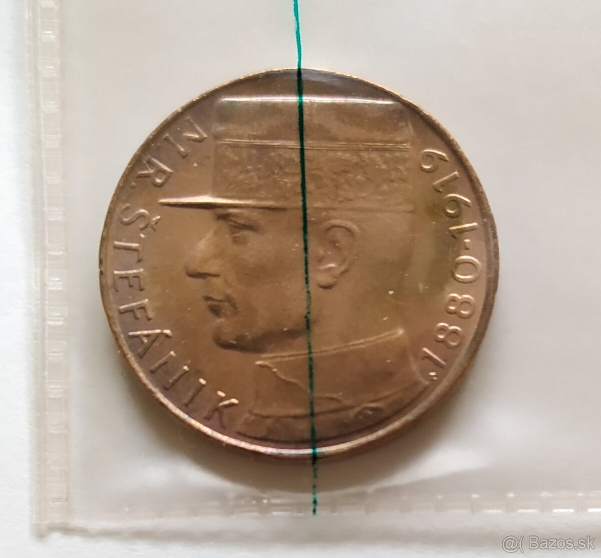 10 Kčs 1993 Štefaník - POOTOČENY RUB MINCE.