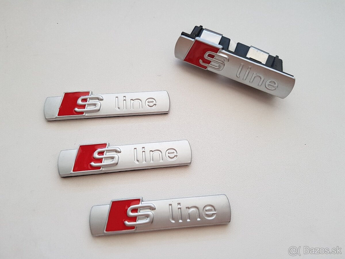 AUDI Sline nápisy S-line logo cierne strieborne