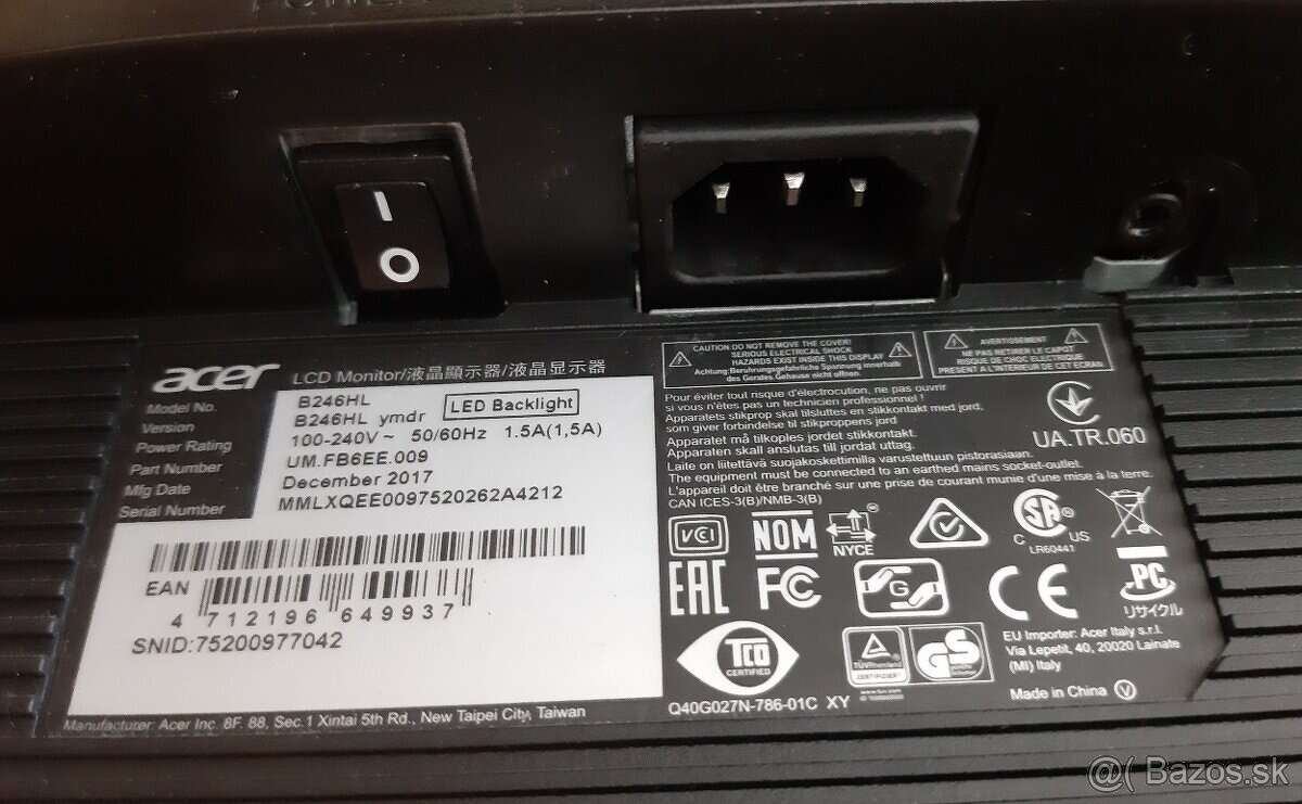 Predám monitory Acer B246HL, Fujitsu B24-8T Pro, Acer SA240Y