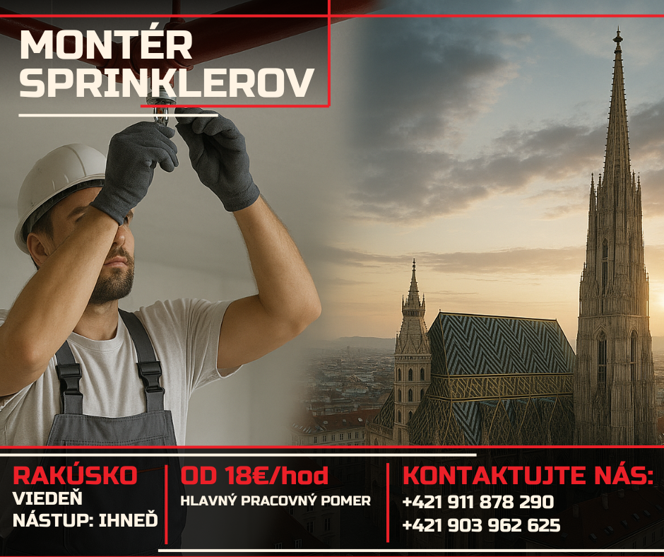 Montér požiarnych hlásičov/sprinklerov - Viedeň