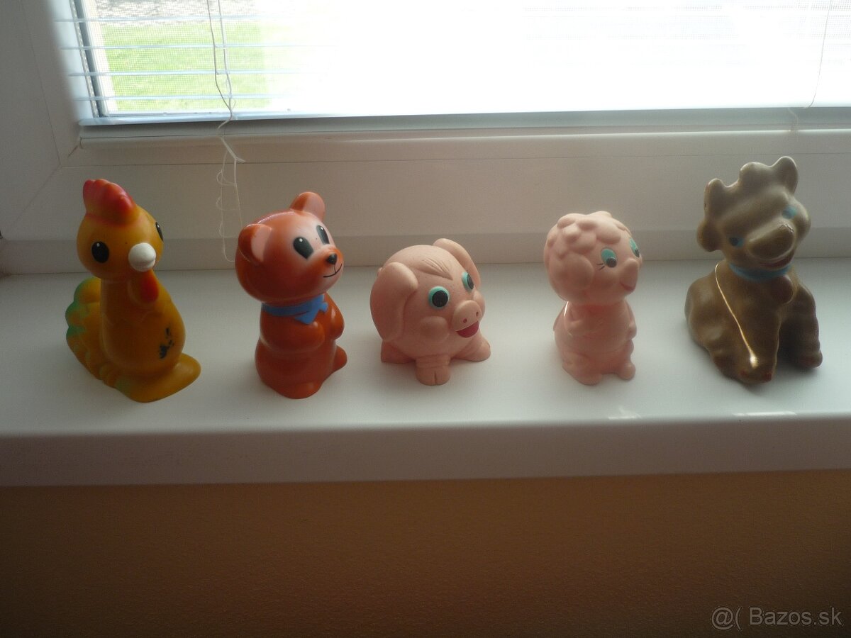 Retro pískacie hračky, staré, zberateľské.