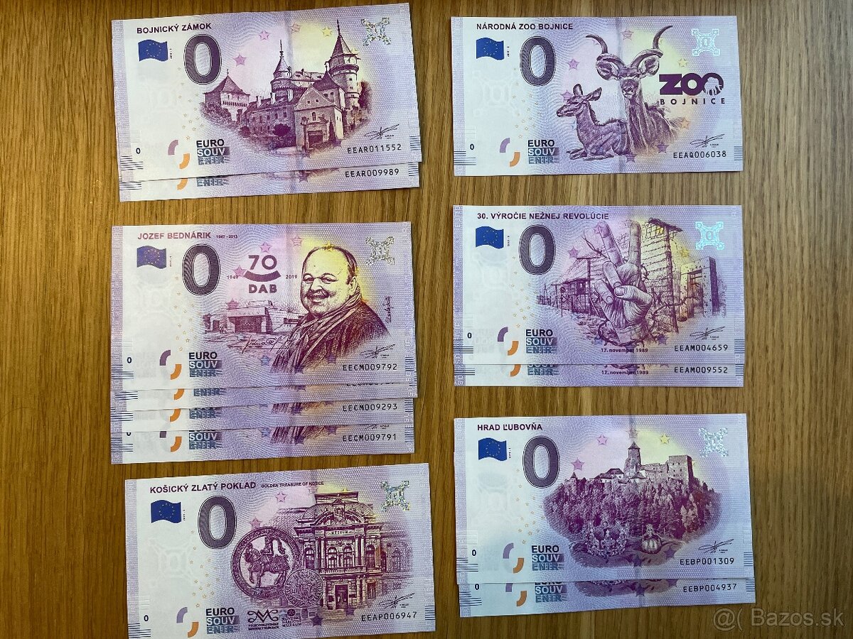 0 euro, eurosouvenir, bankovky ROK 2019