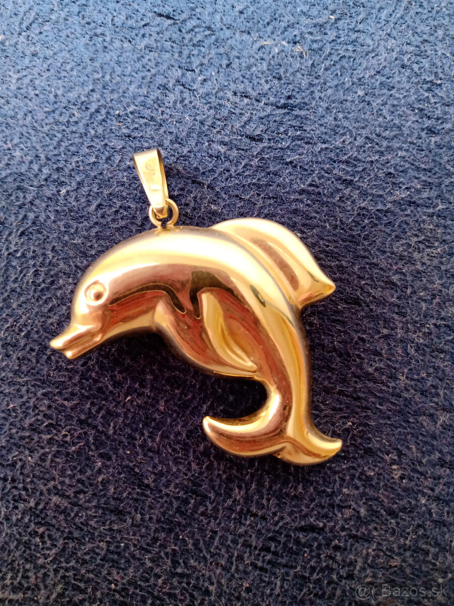 Zlatý prívesok delfín, 14 k
