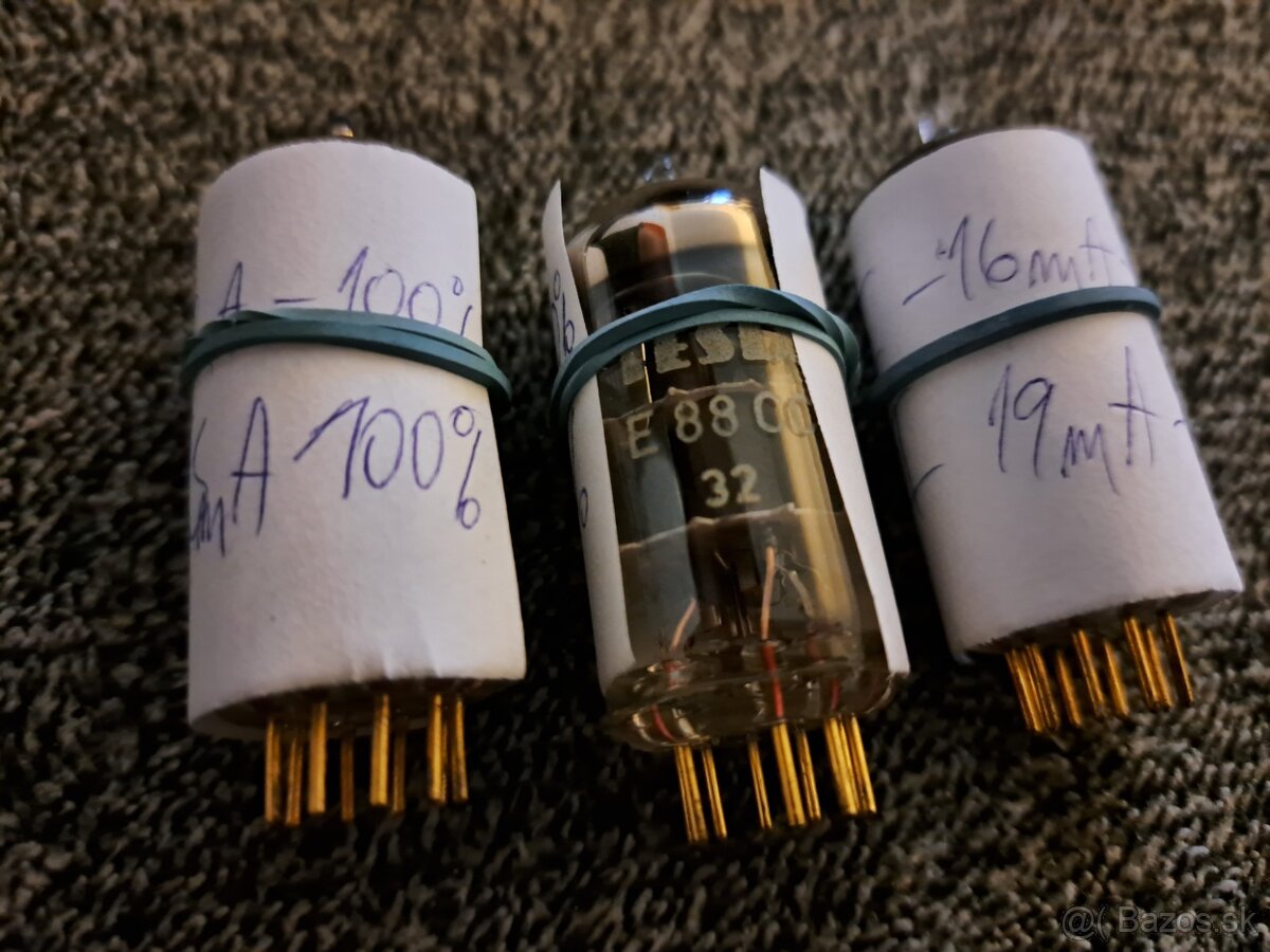 Elektronky E88CC TESLA pozlatene merane skusane 100%