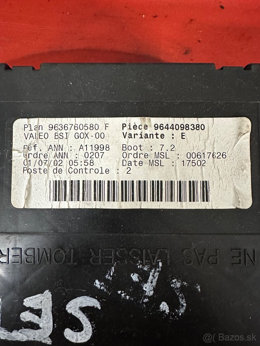 BSI 9636760580F 9644098380 peugeot 307 1,4 benzin