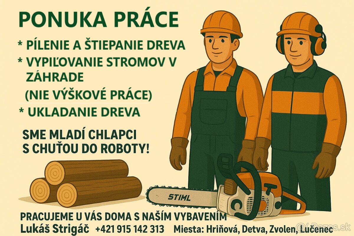 Pílenie, štiepanie a ukladanie dreva