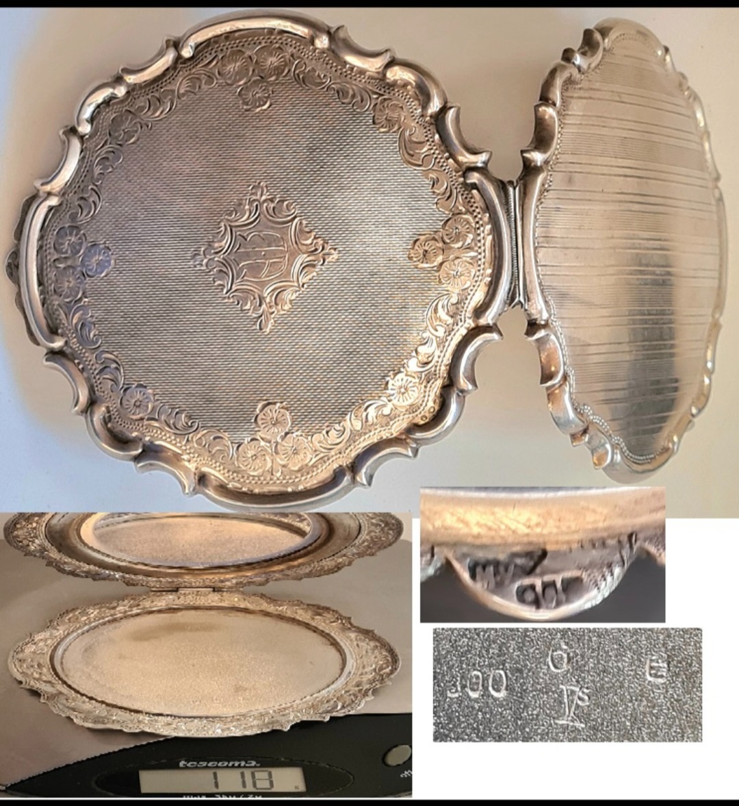 Striebro- strieborna pudrenka 900/1000