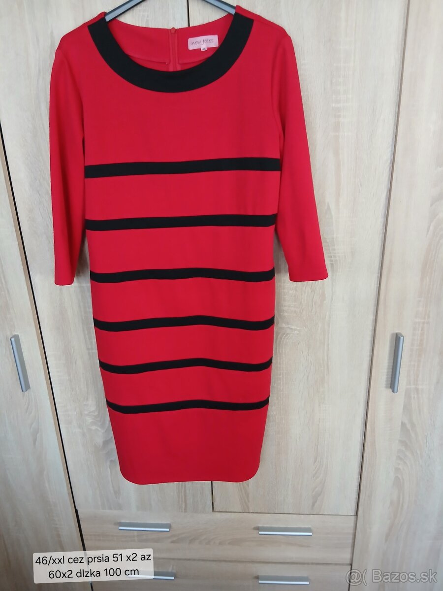 Damske červené šaty dlhý rukav