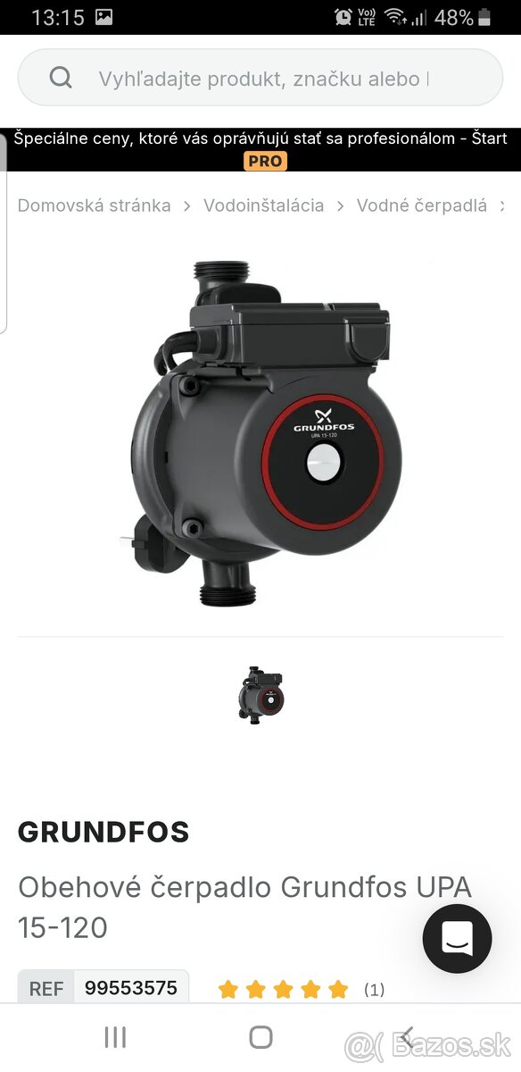 Obehové čerpadlo Grundfos UPA15-120