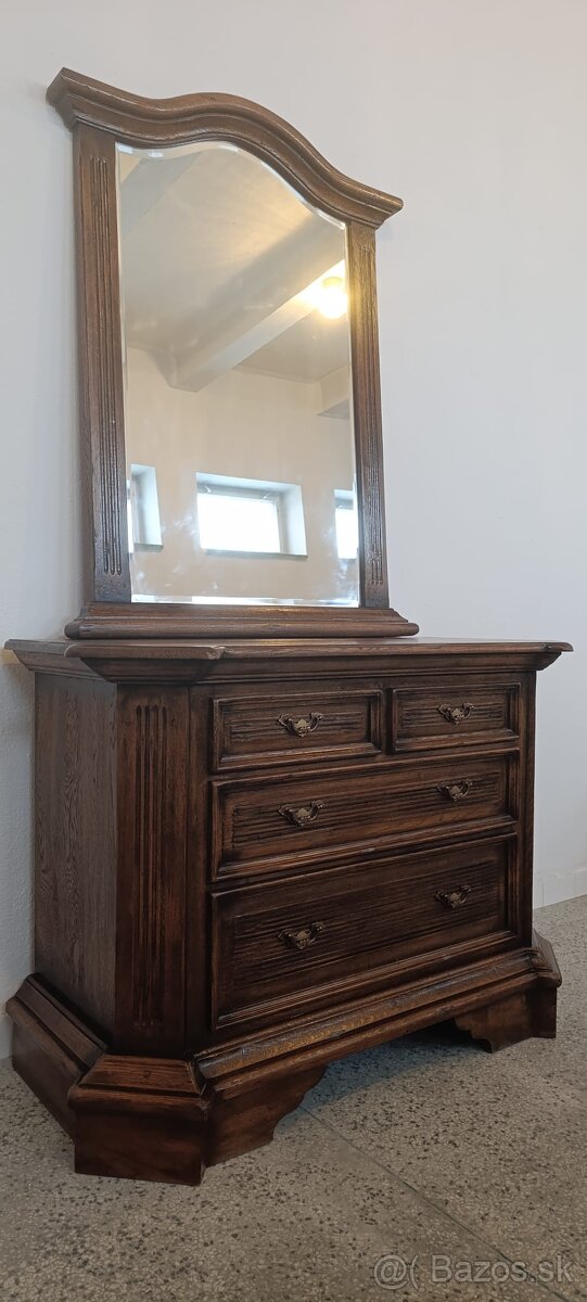 Starožitná komoda + zrcadlo, nábytek z masívu