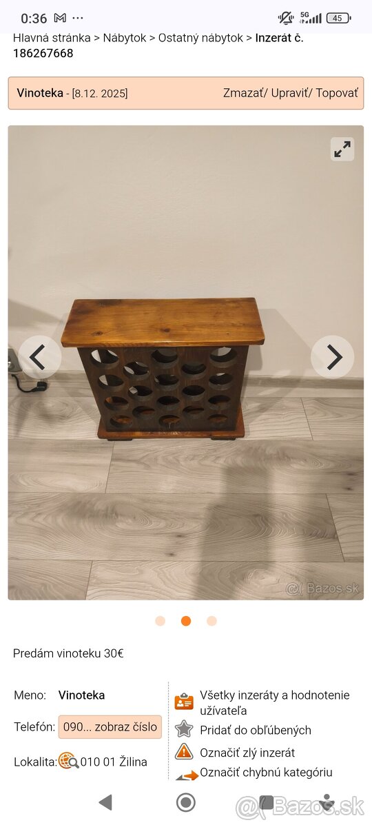 Stojan na fľaše vinotéka