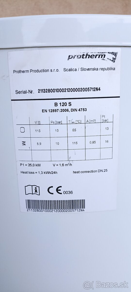 akumulačná nádrž na TUV Protherm 115 litrov
