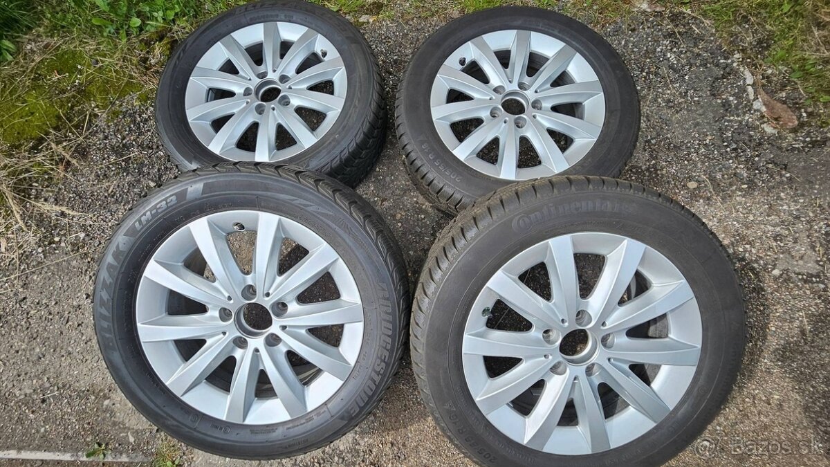 prodám ALU kola Mercedes 5x112 + Continental 205