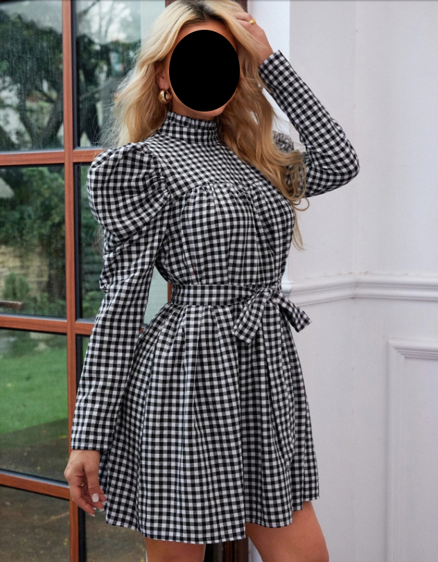 Karovane saty s puf rukavmi