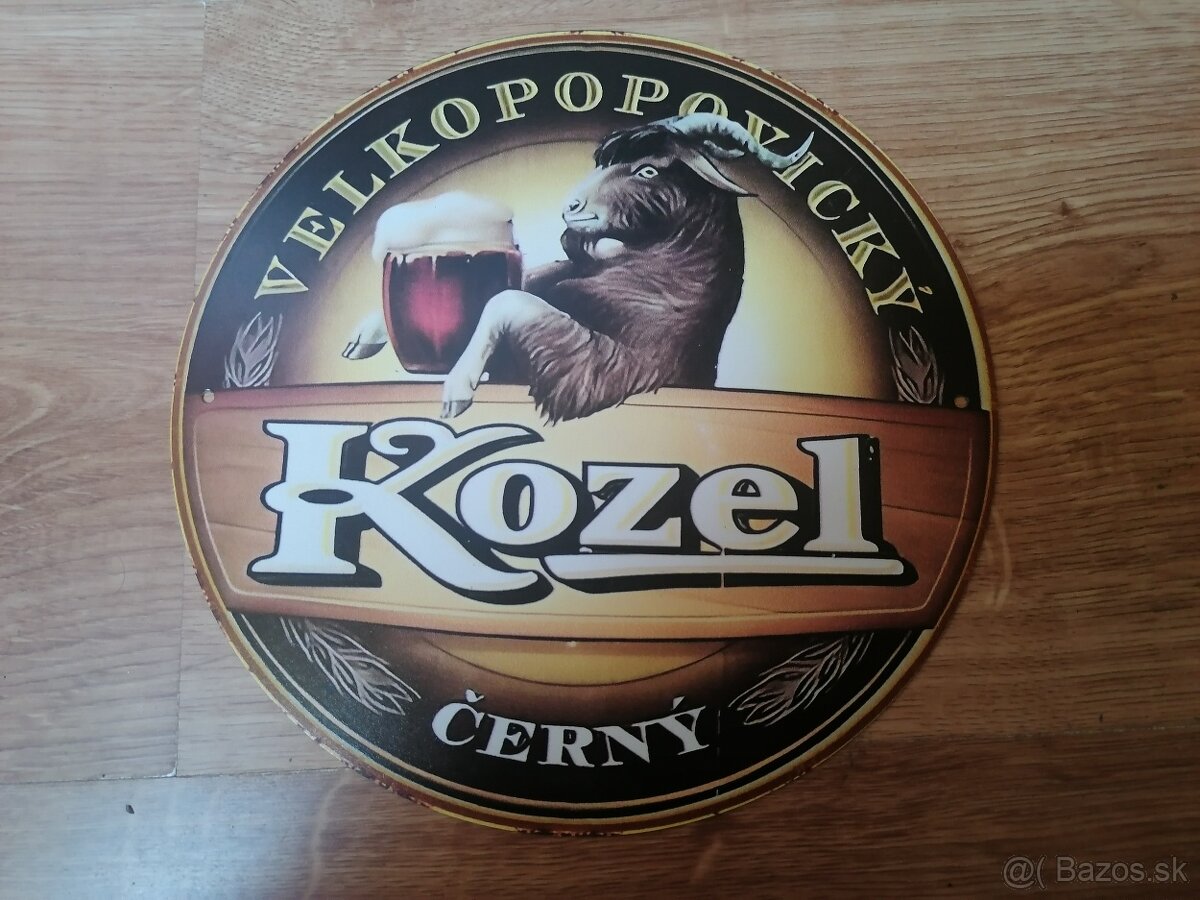 Plechová guľatá tabuľa Kozel