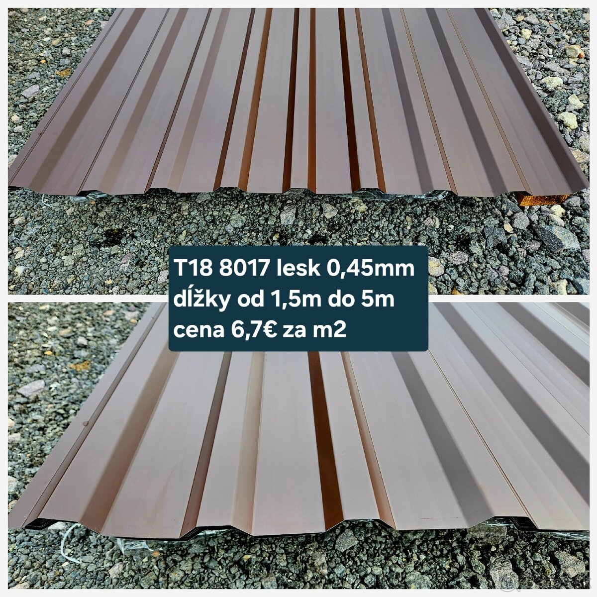 TOP CENA Trapézový plech T18 0,45 mm RAL 8017 hnedý